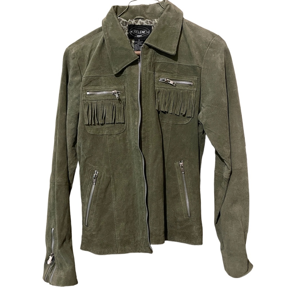 Selene Sport Vintage Leather Fringe Jacket Size Small.